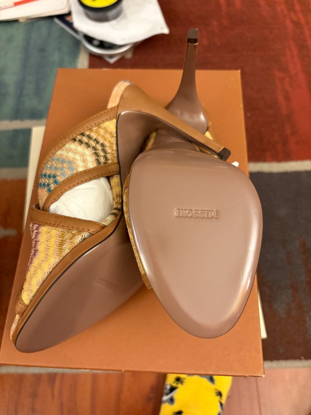 Missoni Raschel Zig Zag Lurex Sandals Gold Multi EU 39 - Picture 3 of 6